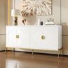Sideboard Weiß mit geometrischer Front, 4-türig, Metallbeine, goldene Griffe, großer Stauraum,Wohnzimmer- & Esszimmer Bild 2