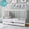 Kids Collective Babybett Beistellbett Kinderbett und Hausbett in einem - 120x60 weiß mit Schublade, höhenverstellbar und umbaubar Bild 4