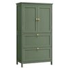VASAGLE Badezimmerschrank, Badschrank, Küchenschrank mit 2 Türen und 2 Schubladen, verstellbare Ablagen, 30 x 60 x 110 cm, waldgrün Bild 2