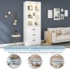 Vitrine aus MDF mit LED-Beleuchtung, 3 Schubladen & 2 Türen, 200 cm hoch, Weiß Bild 5