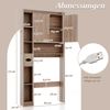 Toilettenschrank mit 2-Türschrank & 6 Offenen Fächern & Taschentuchbox Überbauschrank Grau Bild 2