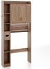 Toilettenschrank mit 2-Türschrank & 6 Offenen Fächern & Taschentuchbox Überbauschrank Grau Bild 1