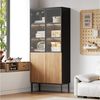 MODFU Vitrine LED-Vitrine, Pop-Up-Glastüren (Hochschrank, Standvitrine, Highboard, 1-St, 5-stöckige) mit LED-Leuchten Bild 2