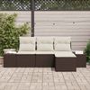 vidaXL Garten-Sofa-Set mit Kissen 4 pcs Braun und Creme Poly-Rattan 3355677 Bild 3