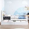 Kinderbett, Kinderbett mit Mehrfunktionen, mit Schubladen und Tafel, ohne Matratze, weiß, 90*200 Bild 2