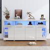 Sideboard Wohnzimmer 140x40 cm Weiß Glasfront LED Beleuchtung 16 Farben Schubladen Industriestil Bild 2