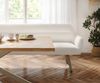 Esszimmerbank Taya-Flex 300 cm Bouclé Creme-Weiß Kufengestell flach Effektfinish Titan Taschenfederkern Bild 4