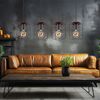 Hängeleuchte, Gitter-Design, Holz, schwarz, braun, H 120 cm Bild 2