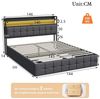FUROKOY Polsterbett Doppelbett Stauraumbett Hydraulisch anhebbarer mit LED Beleuchtung, 140x200 cm,Stauraum,Gepolstert,Weich und bequem,Leinenmaterial,Grau Bild 4