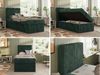 TILIO Jugendbett 90x200 mit Bettkasten - Boxspringbett mit 7-Zonen-Taschenfederkernmatratze, hohes Kopfteil, Einzelbett mit Stauraum - Dunkelgrün Cordstoff - H4 - Links Bild 2