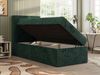 TILIO Jugendbett 90x200 mit Bettkasten - Boxspringbett mit 7-Zonen-Taschenfederkernmatratze, hohes Kopfteil, Einzelbett mit Stauraum - Dunkelgrün Cordstoff - H4 - Links Bild 3