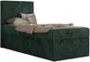 TILIO Jugendbett 90x200 mit Bettkasten - Boxspringbett mit 7-Zonen-Taschenfederkernmatratze, hohes Kopfteil, Einzelbett mit Stauraum - Dunkelgrün Cordstoff - H4 - Links Bild 4