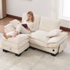 2-Sitzer Sofa aus Cord mit Hocker & USB-C-Anschluss, 190 x 132 x 84 cm, Beige Bild 4
