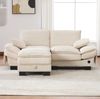 2-Sitzer Sofa aus Cord mit Hocker & USB-C-Anschluss, 190 x 132 x 84 cm, Beige Bild 3