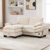 2-Sitzer Sofa aus Cord mit Hocker & USB-C-Anschluss, 190 x 132 x 84 cm, Beige Bild 2