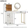 BlingBin Schminktisch Frisiertisch Kosmetiktisch (mit LED-beleuchtetem Spiegel, 5 Schrank, 120 x 45 x 115 cm), transparenter Tischplatte aus gehärtetem Glas,weiß Bild 2