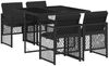 vidaXL 5-tlg. Garten-Essgruppe mit Kissen Schwarz Poly Rattan 3210715 Bild 2