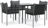 vidaXL 5-tlg. Garten-Essgruppe mit Kissen Poly Rattan und Stahl 3187052 Bild 2
