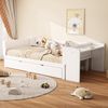 Bett 90x200 cm mit ausziehbarem Rollbett und Schreibtisch – seitliche Regale, weiß Bild 4