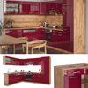 Eckküche R-Line Rot Hochglanz/Goldkraft Eiche 287 x 46 cm ohne Arbeitsplatte Vicco Bild 2