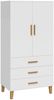 Bellabino 'Liri' Kinderkleiderschrank, weiß, Kleiderschrank für Kinderzimmer mit 3 Schubladen und Kleiderstange Bild 2