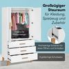 Bellabino 'Liri' Kinderkleiderschrank, weiß, Kleiderschrank für Kinderzimmer mit 3 Schubladen und Kleiderstange Bild 3