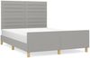 Doppelbett, Polsterbett mit Kopfteil Stoff Hellgrau 140x190 cm Bild 2