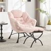 Loungesessel Relaxsessel Sofasessel, mit Fußstütze, Armlehnen und Seitentasche, Stoff, rosa, Bild 2