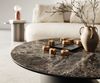 Couchtisch Edge Rund 90x90 cm Keramik Emperador Extra Lucidato Dunkelbraun Conis Metall Schwarz Bild 4