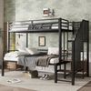 Merax Etagenbett 90x200cm & 120x200cm (Jugendbett Doppelbett Stockbett, 1-St), Metallbett Kinderbett mit Ecktreppe Ablageböden Schutzzaun Stauraum Bild 1