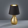 RGB LED Keramik Tischleuchte, Textil schwarz gold, H 35 cm Bild 5