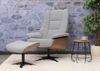 MCA Relaxsessel + Hocker HWC-N57, Fernsehsessel Liegesessel, Bouclé Stoff Holz ~ grau Bild 3