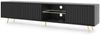Selsey Bello - TV Lowboard Schwarz LED-Beleuchtung Lamellenfront goldene Füße 175cm breit Bild 5
