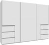 Forte WINN 2 Kleiderschrank 270, moderner Kleiderschrank mit 3 Schwebetüren und 6 Schubladen, Holzwerkstoff, Weiß, 269,7 cm breit x 200,5 cm hoch x 61 cm tief Bild 3