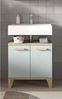 welltime Waschbeckenunterschrank MINTTU, Breite 60 cm, 2 Türen, 1 Einlegeboden, 2 Fächer (mit Siphonausschnitt 8x23 cm) Badmöbel, Badschrank, Schrank, Kommode, Bad, Unterschrank Bild 2