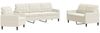 vidaXL 3-tlg. Sofagarnitur mit Kissen Creme Samt 3278359 Bild 2