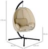 Outsunny Hängesessel Eiförmiger, mit abnehmbar waschbar Sitz, Gestell, für 1 Personen (Hängeschaukel für den Außenbereich, 1-St, Hängematte), für Indoor Outdoor, Terrasse, Garten, Khaki Bild 3