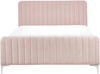Bett mit Lattenrost LUNAN 140 x 200 cm Samtstoff Pastellrosa Bild 5