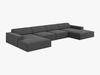 Micadoni 'Jodie' 6-Sitzer-Sofa, Panorama, Samtstoff, Beinfarbe Black Plastic, Grau Bild 2