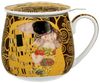 DUO ART GALLERY Fassbecher 430 ml THE KISS BROWN mit Teesieb, New Bone China Porzellan Bild 2