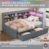 REDOM Stauraumbett mit USB-Steckdose und LED-Beleuchtung, mit Regalen und Ablagefächern (mit Schubladen,Kinderbett Jugendbett, 90x200 cm), Inklusive Matratze Bild 2