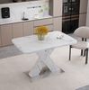 Esstisch 120-160 x 80 x 76,5 cm – ausziehbar, Weiß in Marmoroptik, MDF und Stahl Bild 5