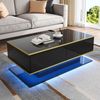 Couchtisch 100x50x40 cm mit Hochglanz, LED-Lichtstreifen, 3 Schubladen und offenem Fach Bild 3