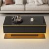 Couchtisch 100x50x40 cm mit Hochglanz, LED-Lichtstreifen, 3 Schubladen und offenem Fach Bild 4