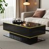 Couchtisch 100x50x40 cm mit Hochglanz, LED-Lichtstreifen, 3 Schubladen und offenem Fach Bild 2