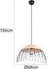 Große Pendelleuchte SANDRINE mit Lampenschirm aus Rattan & Draht, Ø 48cm Bild 4