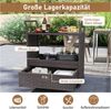 COSTWAY Grillablagetisch, Grillwagen Outdoor, Rattan Servierwagen mit Schublade Bild 3