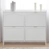 Schuhschrank 110 x 24 x 90 cm aus Spanplatte, weiß, mit 4 Klappfächern und offenen Ablagen Bild 5