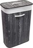 Euroshowers GmbH Wäschekorb Bambus faltbar mit Deckel 75L Wäschetruhe mit Griffe, Schwarz Bild 2