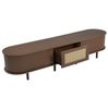 TV-Schrank 180x40x40 cm in dunkler Walnussoptik mit Rattan-Dekor, Schiebetüren und verstellbaren Füßen Bild 4